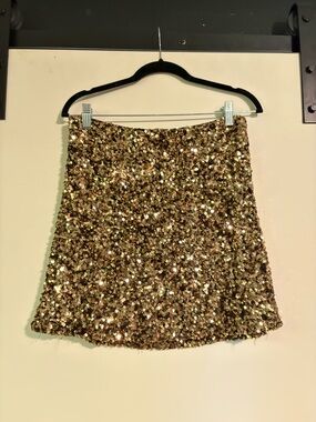Zara Gold Sequin Mini Skirt